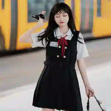 东鲸岁时记 纯色无领西装外套吊带连衣裙制服套装 女款