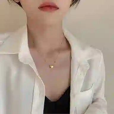 指尖瑰宝 气质珠子爱心吊坠 金色爱心 项链 女款 礼盒