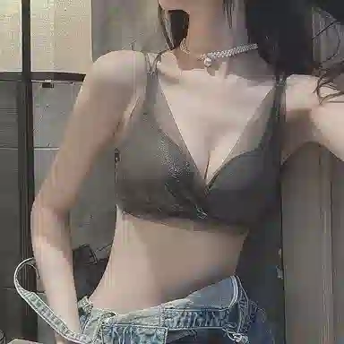 花蔓色 纯色网纱薄款内衣聚拢防下垂美背文胸