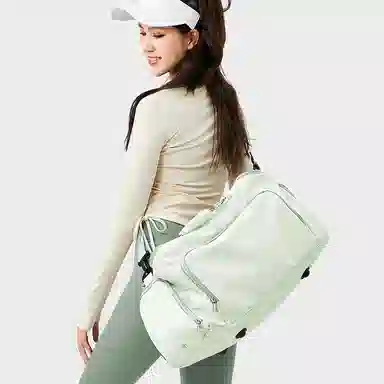 轻骑者 潮流大容量运动健身游泳便携旅游外出露营内置干湿分离独立鞋仓 织物 旅行包斜挎包健身包 大号 男女同款情侣款 米白