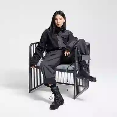 幻象者 原创设计限量定制手工鞋方头高帮真皮拉链马丁靴 男女同款 黑色