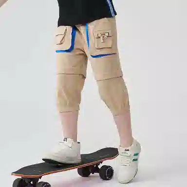 英氏 童装 撞色大口袋休闲七分裤工装短裤 男童