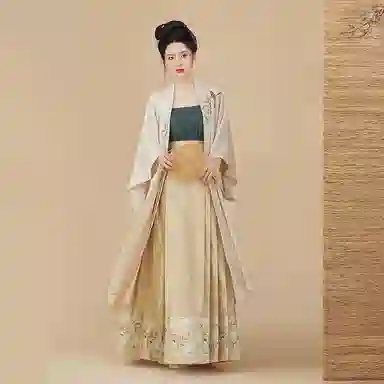 织造司 玉兰吱 长干寺吊带宋抹仿妆花百迭裙古风原创宋制七分袖动物图案汉服 女款