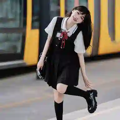 东鲸岁时记 纯色无领西装外套吊带连衣裙制服套装 女款