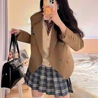 东鲸岁时记 纯色双排扣长袖西装外套 女款