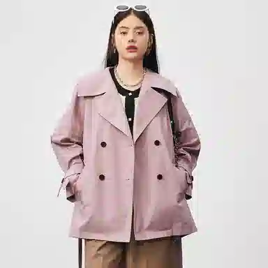 太平鸟女装 小个子设计感纯色风衣 女款