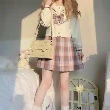 东鲸岁时记 格子制服百褶半身裙 女款