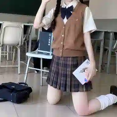 东鲸岁时记 格纹褶皱高腰短款高腰半身裙 女款