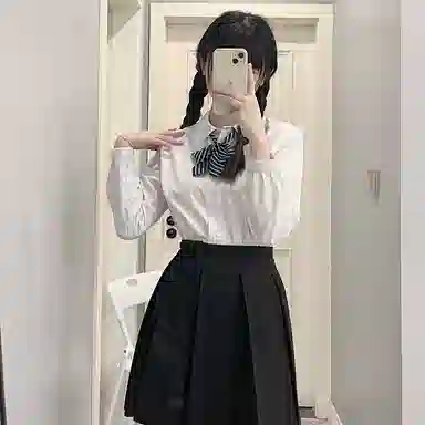 东鲸岁时记 纯色翻领单排扣长袖 紫川附中衬衫 女款