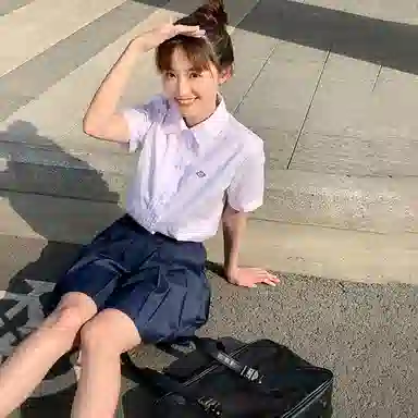 东鲸岁时记 紫川附中纯色短袖衬衫制服套装 女款 紫色  开学季