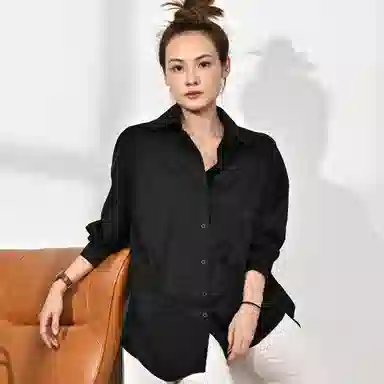 美洋 立体剪裁女抗皱免烫宽松长袖衬衫 女款 白色