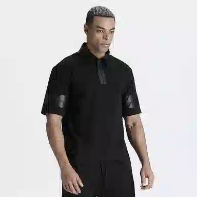 NORVINCY Letter Print Asymmetric Hem Polo Shirt