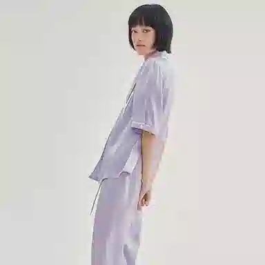 桑罗  真丝睡衣套装轻法式双层大尖领纯色青春活力学院风 家居套装 女款