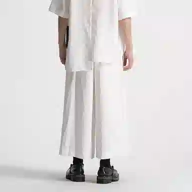 幻象者 纯色原创设计垂感宽松休闲裤 男女同款 白色