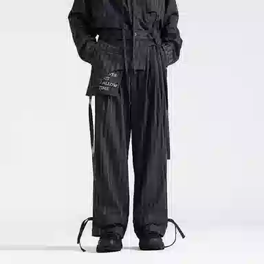 Huanzhe Retro Wide-Leg Pants Black