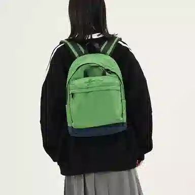 MYEDITION Vintage Colorblock Backpack Green