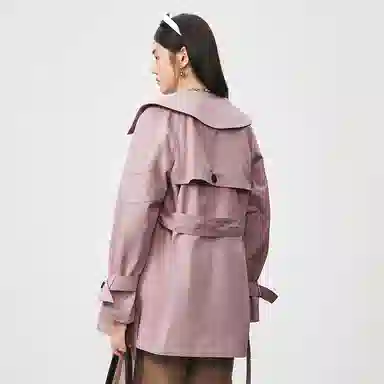 太平鸟女装 小个子设计感纯色风衣 女款