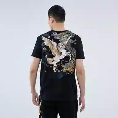 Oniarai Blue Dragon Embroidery T-Shirt