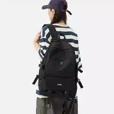 轻骑者 休闲百搭学生韩版旅游通勤户外运动 织物 旅行包书包背包双肩包 常规 男女同款情侣款 米白色/黑色/浅绿色/蓝色