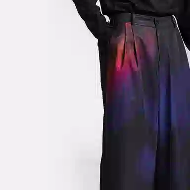 幻象者 渐变印花垂感九分裤阔腿直筒裤休闲裤 男女同款 黑色