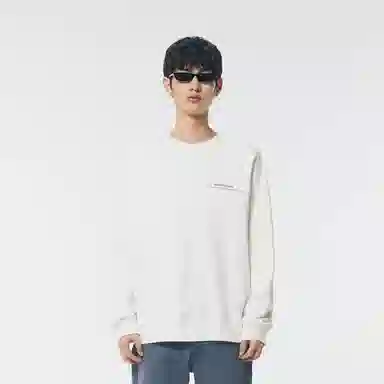 速写 几何图案亮片拼接宽松圆领套头长袖卫衣 男女同款