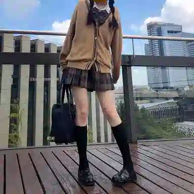 东鲸岁时记 格纹褶皱高腰短款高腰半身裙 女款