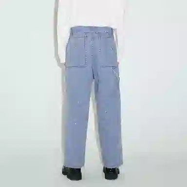 速写 拼接扎染复古水洗做旧牛仔裤 男女同款