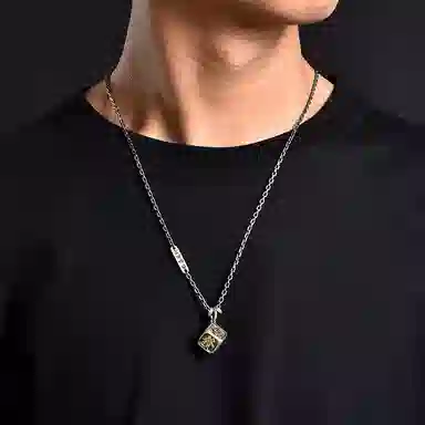 IDEAGEMER 925 Silver Dice Necklace