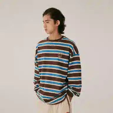 BEASTER Striped Crewneck Long Sleeve Tee