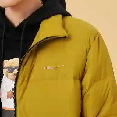 鸿星尔克 色彩博物馆 纯色休闲立领加绒加厚防寒保暖羽绒服 冬季 男款 秋葵黄