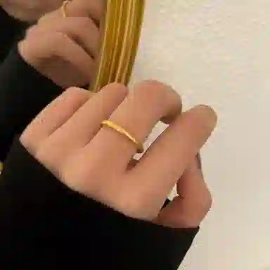 牧言 简约小众高级感日常百搭 复古磨砂素戒关节戒 三生三世古法素圈戒指 男女同款情侣款