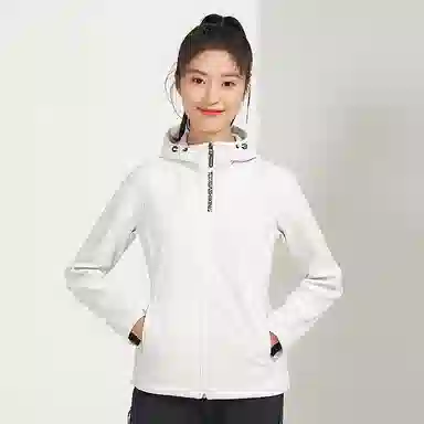 探路者 纯色拉链印花防风加绒软壳夹克 女款