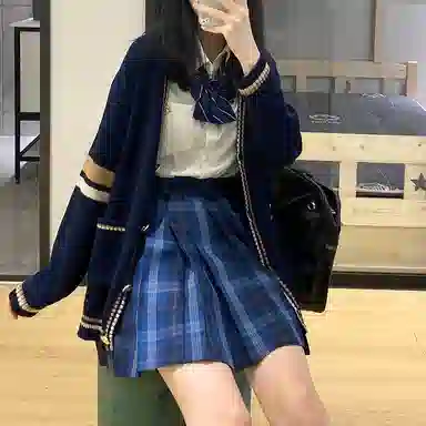 东鲸岁时记 格子高腰百褶短款制服裙装 津岚女高