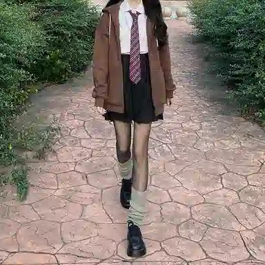 东鲸岁时记 纯色拉链宽松字母刺绣加绒开衫连帽卫衣 女款