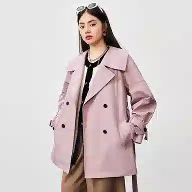 太平鸟女装 小个子设计感纯色风衣 女款