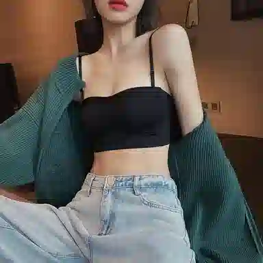 内在密码 无痕抹胸吊带内衣女美背心一体细肩带聚拢防下垂大胸罩显小文胸 两件装