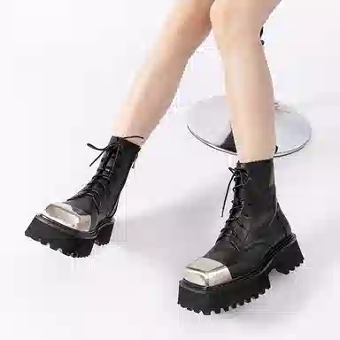 STOOSHE Mecha Series Metal Toe Martin Boots Black