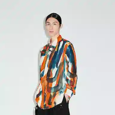 速写 城市实验室 满印嘻哈艺术长袖情侣衬衫 男女同款