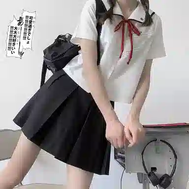 东鲸岁时记 八箱箱褶裙纯色褶皱短款半身裙