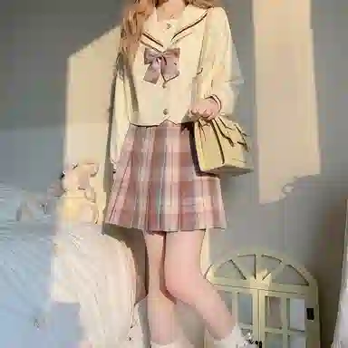 东鲸岁时记 格子制服百褶半身裙 女款