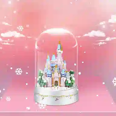 哲高积木 创意系列 水晶城堡飘雪音乐盒 发声 积木 礼物送男朋友女朋友