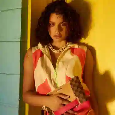 Sprayground Checkered Shark Clutch Brown