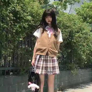 东鲸岁时记 高腰格子百褶半身裙 女款