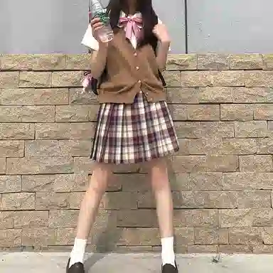 东鲸岁时记 高腰格子百褶半身裙 女款