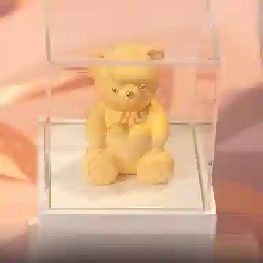 周大生 有钱兔告白熊小熊兔子工艺品软萌小熊兔子动物款女生告白玫瑰礼盒 铜镀金 摆件 男女同款情侣款