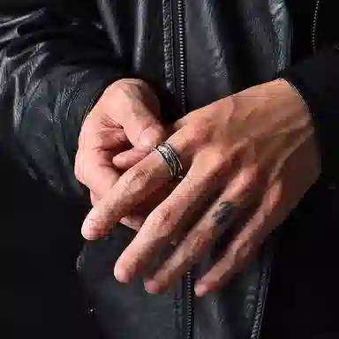 IDEAGEMER Vintage Feather Ring