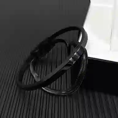 肯默钛钢蛇骨手链 个性街头手环  嘻哈双层 简约磁吸开口 男款 银黑色