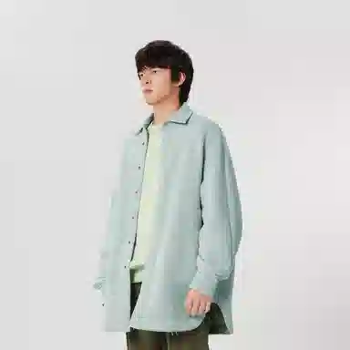 速写 纯色针织宽松衬衫式夹克外套 男女同款