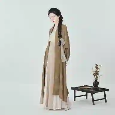 织造司 鸢茶 宋制长干寺半袖对襟长衫吊带改良三裥裙原创汉服 女款