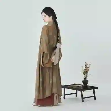 织造司 鸢茶 宋制长干寺半袖对襟长衫吊带改良三裥裙原创汉服 女款